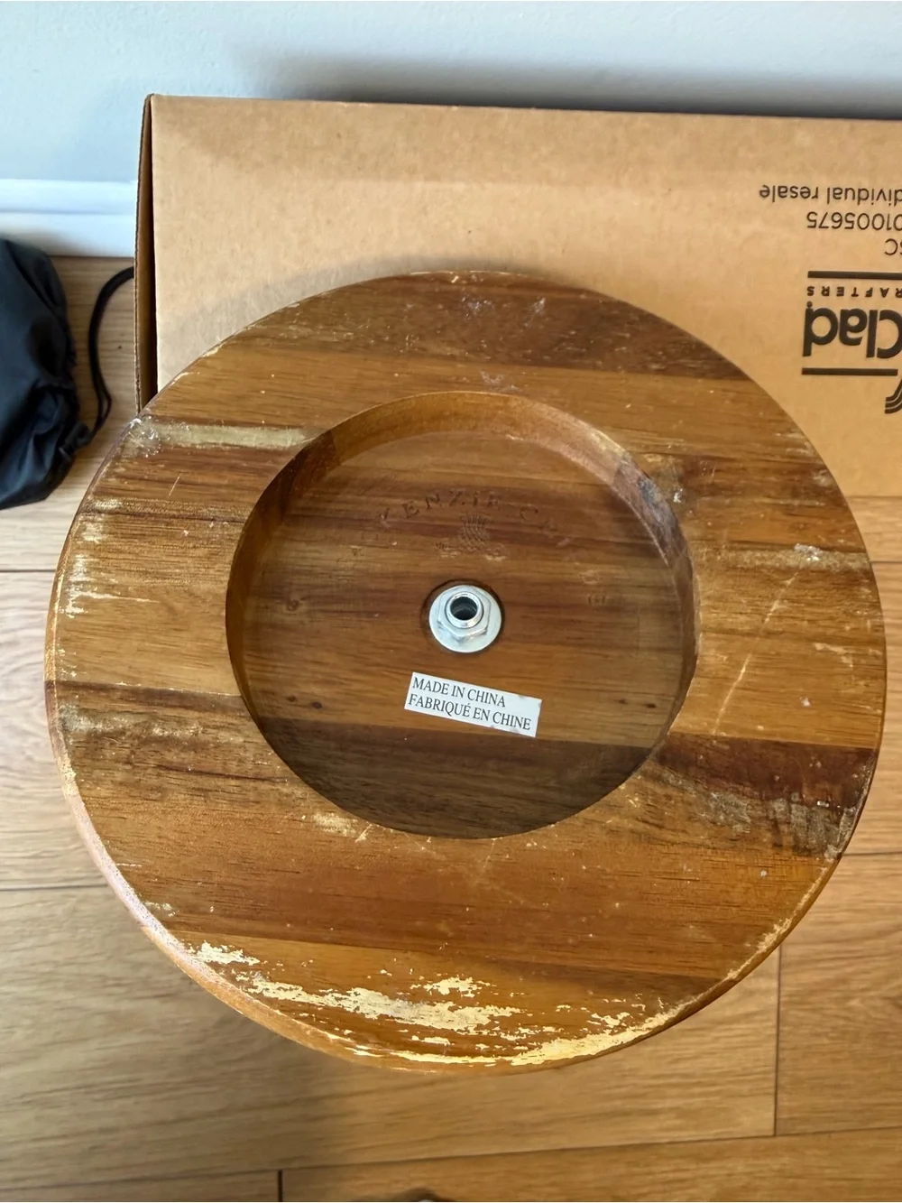MacKenzie-Childs Parchment check Paper Towel Holder Wood Base